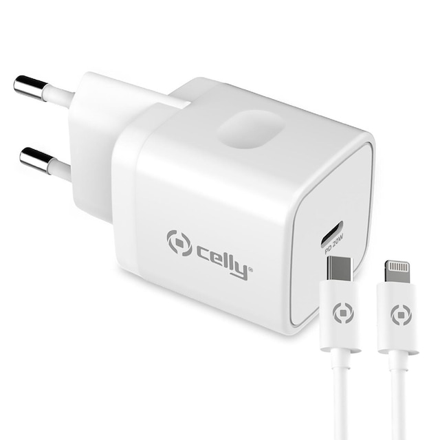 Celly USB-oplader USB-C PD 20W + Lynkabel