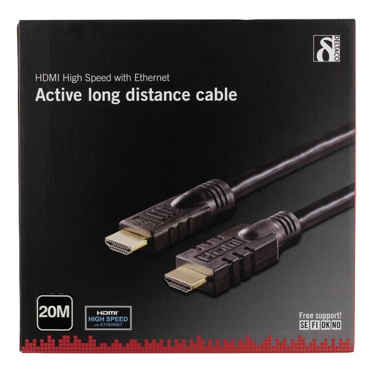 DELTACO aktivt HDMI kabel, HDMI High Speed with Ethernet, HDMI | Elgiganten