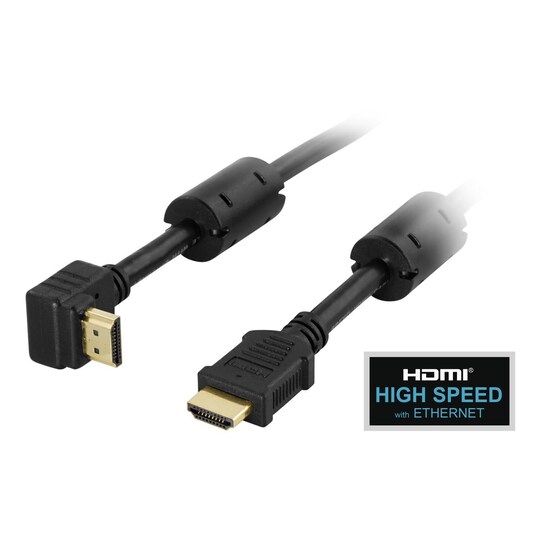 fodbold dok Lada DELTACO HDMI kabel, HDMI High Speed with Ethernet, vinklet HDMI Type A |  Elgiganten