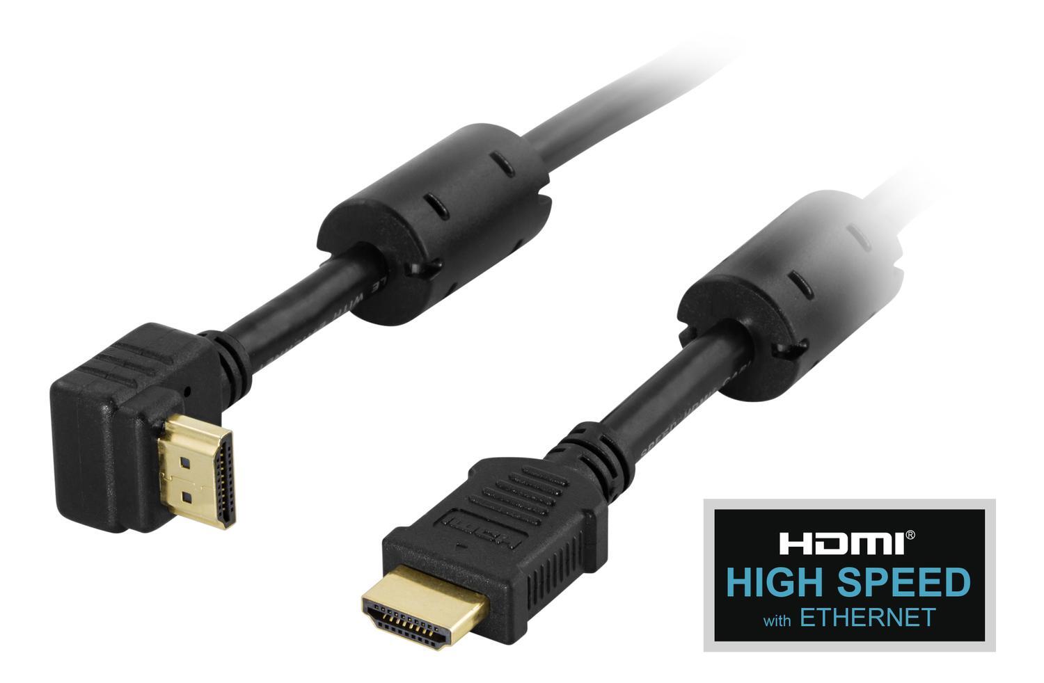DELTACO HDMI kabel, HDMI High Speed with Ethernet, vinklet HDMI Type A |  Elgiganten