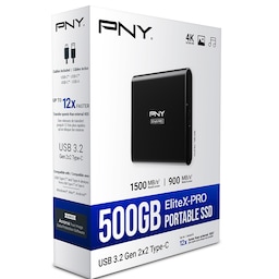PNY X-PRO USB 3.2 Gen 2x2 Type-C bærbar SSD 500GB