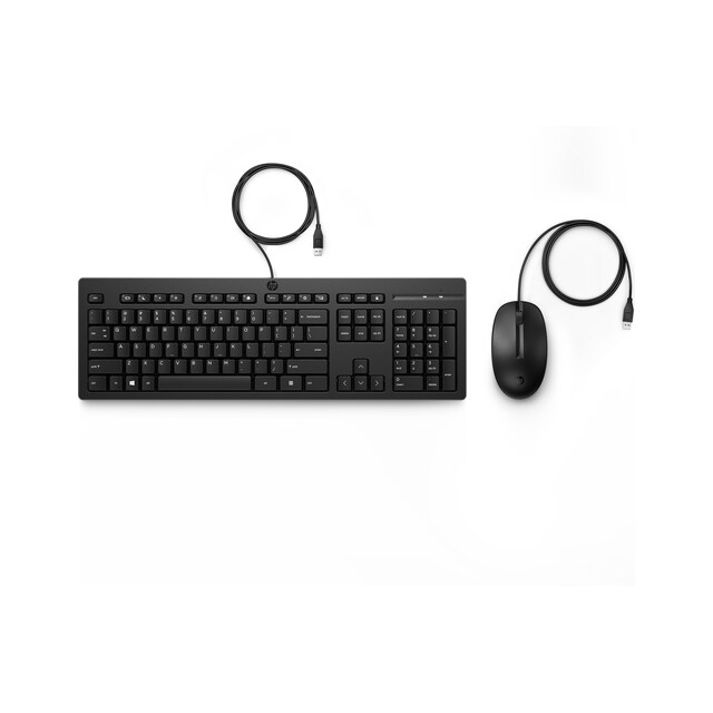 HP 225 Wired Mouse and Keyboard Combo, Full-size (100%), USB, Membran, Sort, Mus