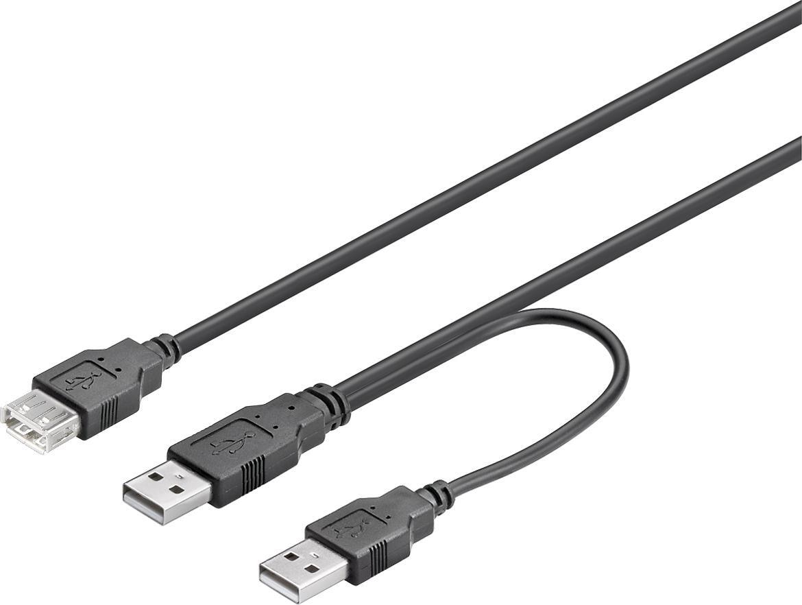 DELTACO USB-strømkabel, Y-kabel, 2xType A han til 1xType A hun, 0,3m |  Elgiganten