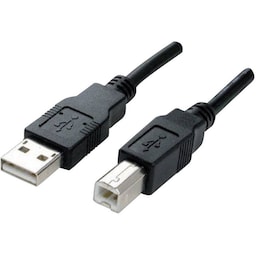 Manhattan USB-kabel USB 2.0 USB-A-hanstik, USB-B-hanstik 3.00 m Sort forgyldte stik, UL-certificeret 3