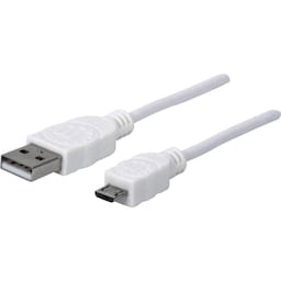 Manhattan USB-kabel USB 2.0 USB-A-hanstik, USB-micro-B-hanstik 1.00 m Hvid UL-certificeret 323987