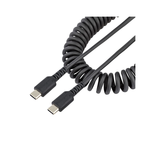 StarTech.com 1 m USB C-laddningskabel, kraftig USB-C-spiralkabel för snabb ladd