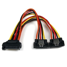 StarTech.com PYO2LSATA, 0,15 m, SATA 15-stik, 2 x SATA 15 stikben, Hanstik, Hunstik, Lige