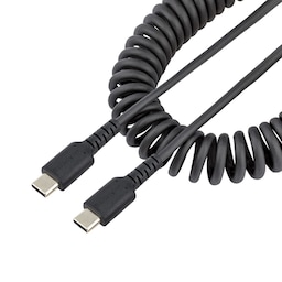 StarTech.com 50 cm USB C-laddningskabel, kraftig USB-C-spiralkabel för snabb la