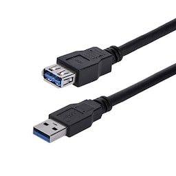 StarTech.com USB3SEXT1MBK, 1 m, USB A, USB A, USB 3.2 Gen 1 (3.1 Gen 1), 5000 Mbit/s, Sort