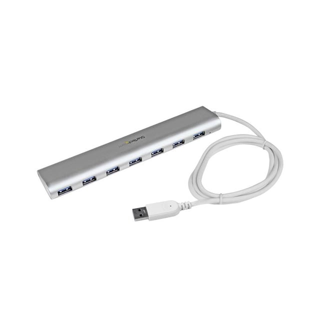 StarTech.com Kompakt USB 3.0-hubb med 7 portar och inbyggd kabel - 5Gbps, USB 3.