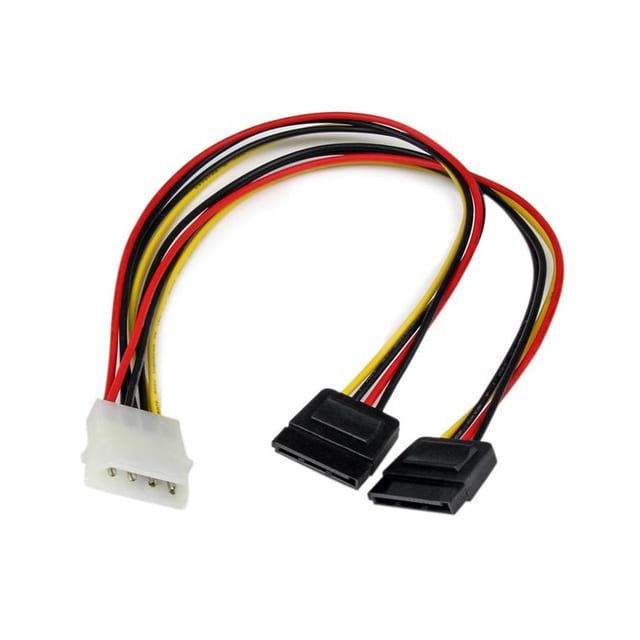 StarTech.com PYO2LP4SATA, 0,304 m, Molex (4-pin), 2 x SATA 15 stikben, Hanstik, Lige, Lige