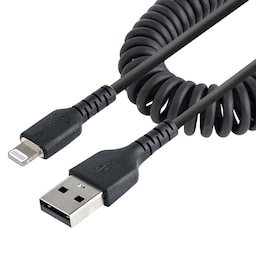 StarTech.com 1 m USB till Lightning-kabel, MFi-certifierad, iPhone-spiralladdark
