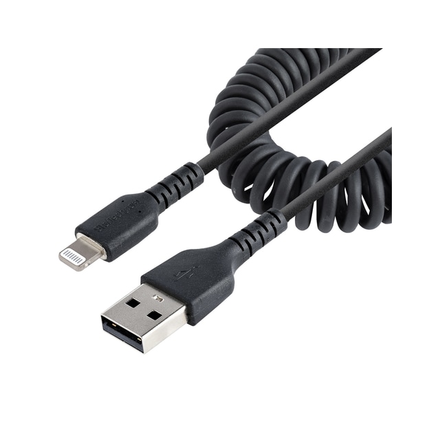 StarTech.com 1 m USB till Lightning-kabel, MFi-certifierad, iPhone-spiralladdark