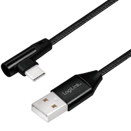 Vinklet USB-C kabel USB 2.0 Max 3A 1m