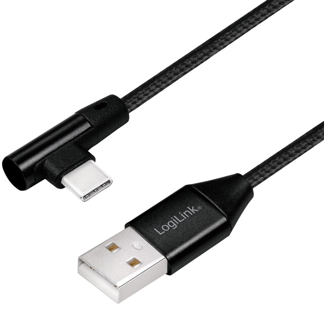 Vinklet USB-C kabel USB 2.0 Max 3A 1m