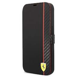 Ferrari iPhone 14 Pro Etui Carbon Effect Metal Logo Sort
