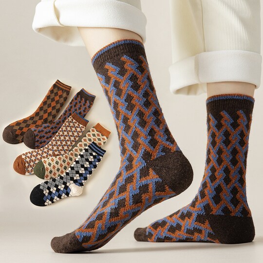 Retro varme sokker til kvinder 6-par MultiColor | Elgiganten