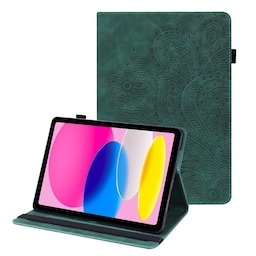 Til iPad 10.9 (2022) Tabletetui Cover Blomsterprægning - Grøn
