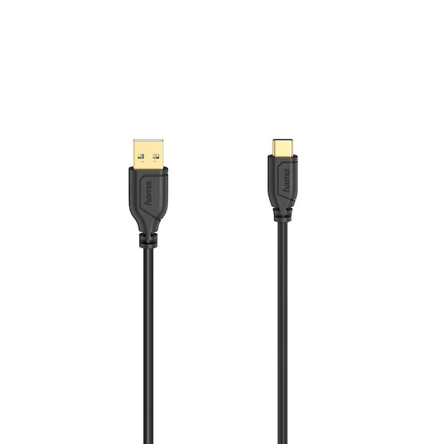 Kabel USB-C Flexi-Slim USB-A-USB-C Guld Sort 0,75m