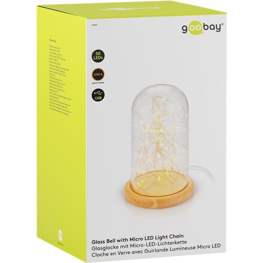 Glaskuppel med mikro-LED lyskæde | Elgiganten