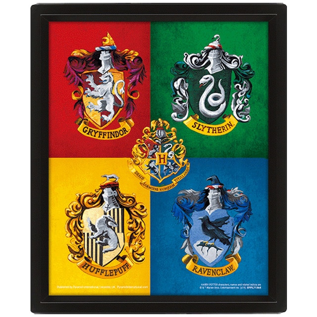 Harry Potter 3D-vægkunst Colorful Crests