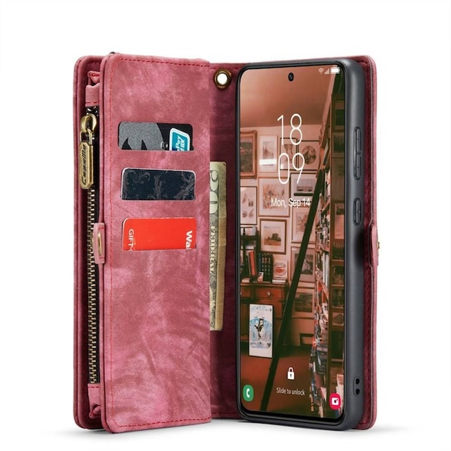 Multi Wallet CaseMe 11-kort Samsung Galaxy S23 Plus - Rød