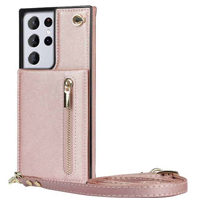 Zipper halskæde etui Samsung Galaxy S23 Ultra - Rose