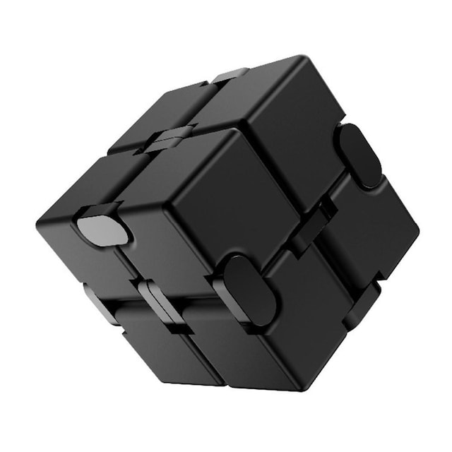 Fidget Spinner Infinite Cube Metal Stressaflastningsflipblok - Sort