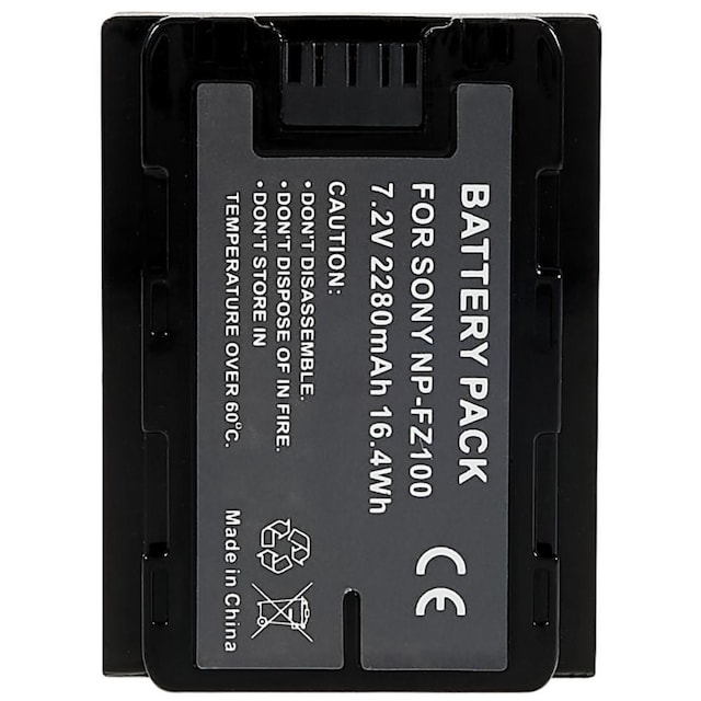NP-FZ100 Li-ion batteri til Sony A7M3/A7R3/A7R111/ILCE-9/A6600/A9M2 osv