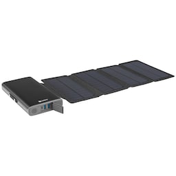 25.000 mAh Solar 4-panel Powerbank, sort