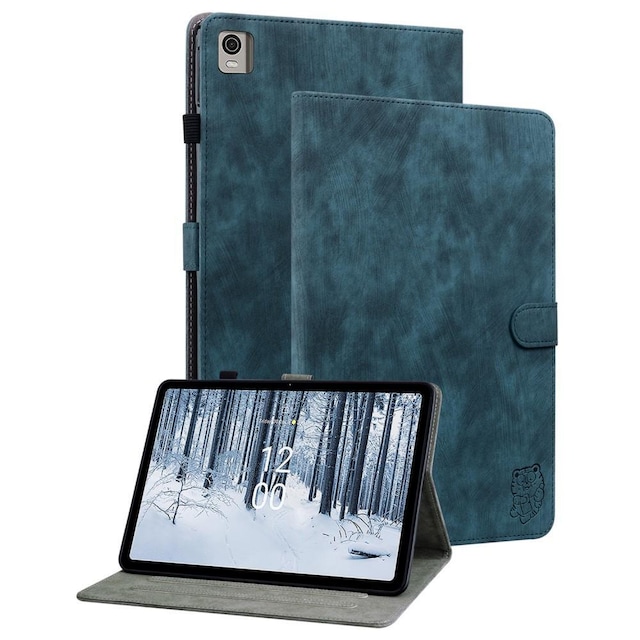 Til Nokia T21 Taske Imprintet Cute Tiger Tablet Cover Kortholder - Blå