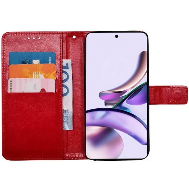Wallet cover 3-kort Motorola Moto G13 - Rød