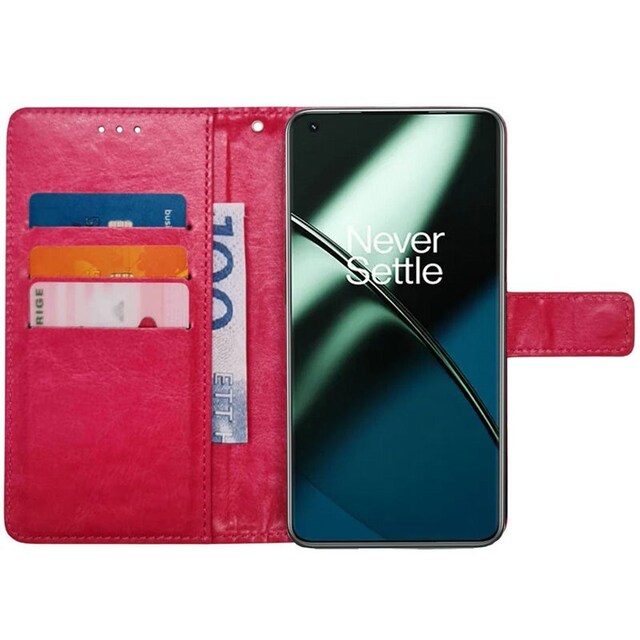 Wallet cover 3-kort OnePlus 11 - Lyserød