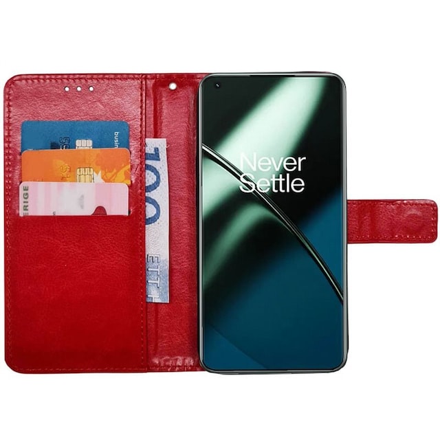 Wallet cover 3-kort OnePlus 11 - Rød