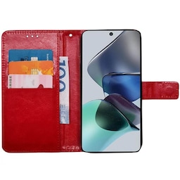 Wallet cover 3-kort Motorola Moto G23 - Rød