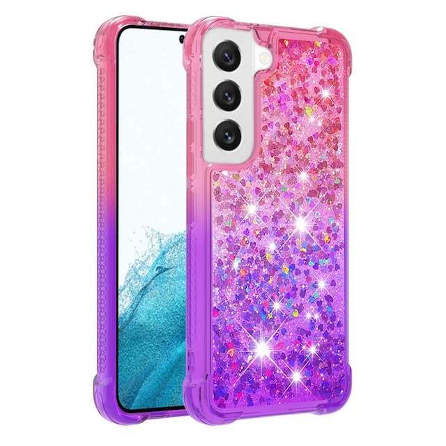 SKALO Samsung S23 Kvicksand Glitter Hjerter TPU Cover - Pink-Lilla