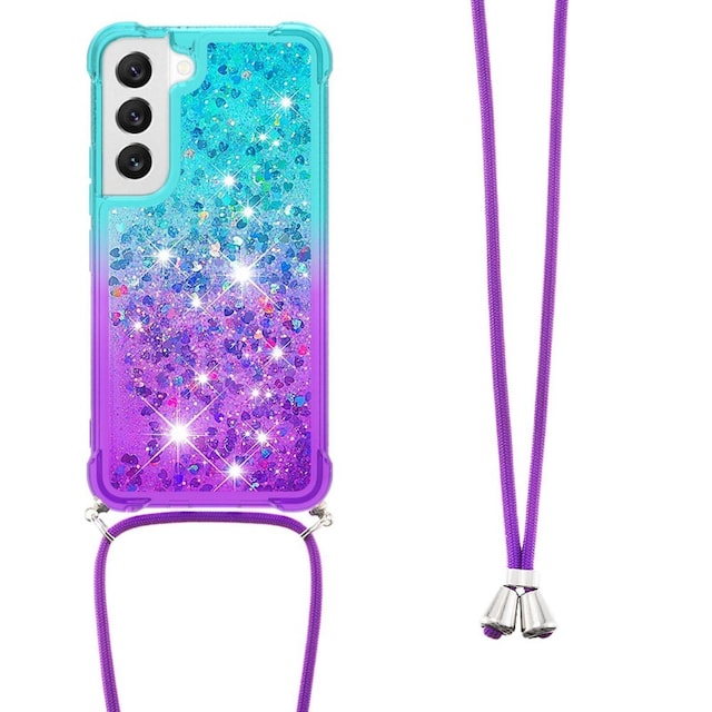 SKALO Samsung S23 Kvicksand Glitter Mobile Collar - Turkis-Lilla