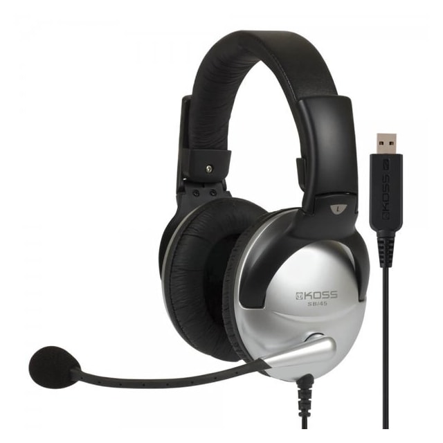 Koss Headset SB45 USB On-Ear Silver/Sort