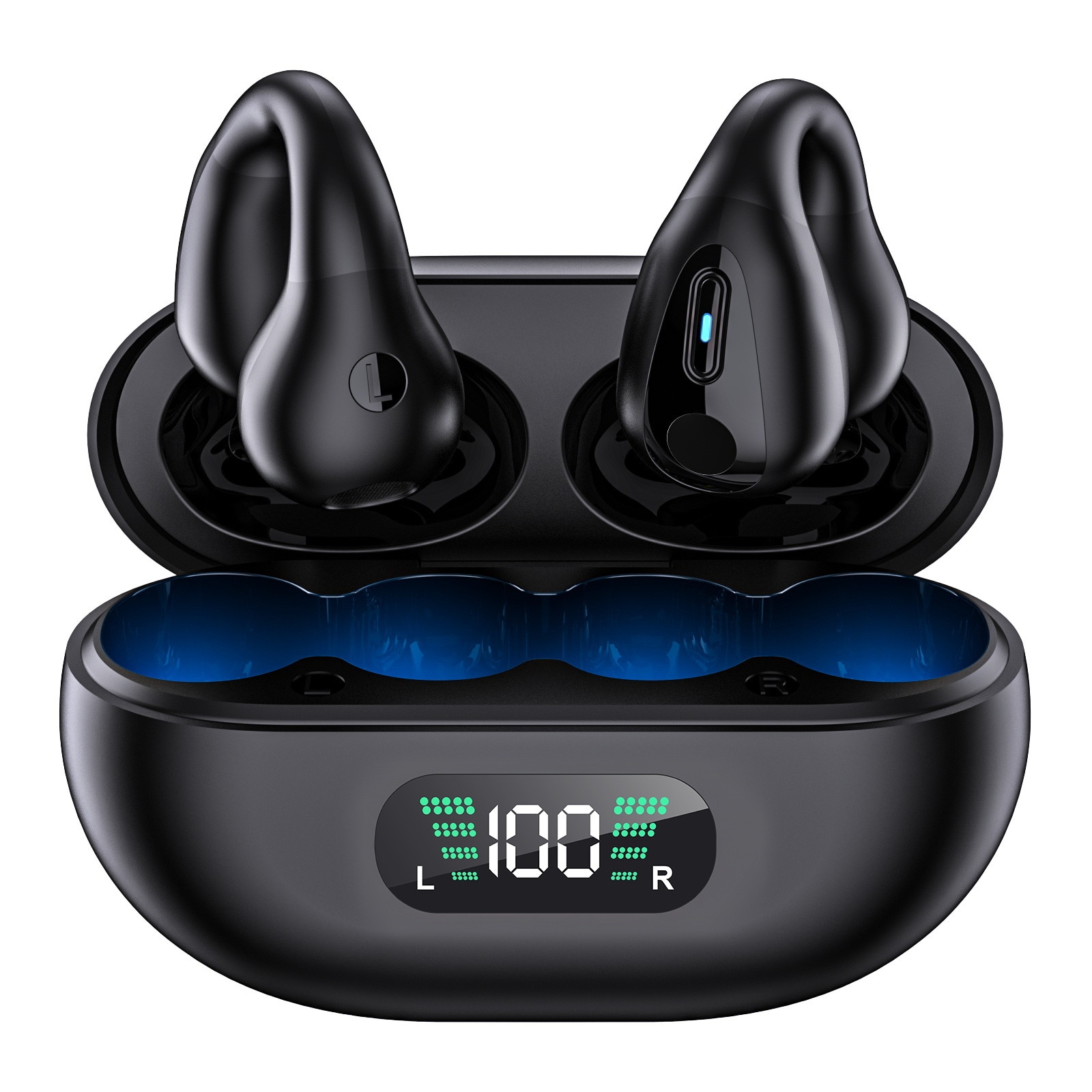 Trådlösa open-ear hörlurar Bluetooth 5.3 Sort | Elgiganten