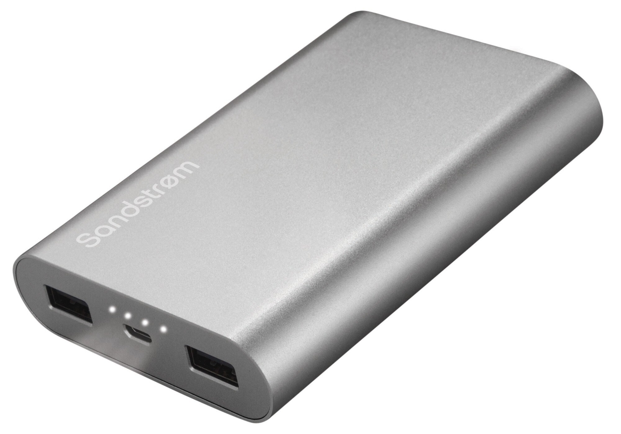 Sandstrøm metal powerbank dual USB S6PB12K14 - sølv | Elgiganten