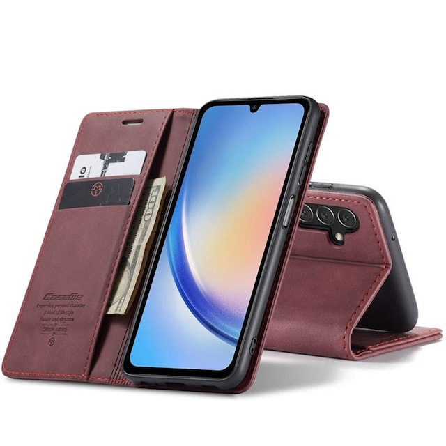 CaseMe Smart Magnet FlipCase Samsung Galaxy A34 5G - Vinrød