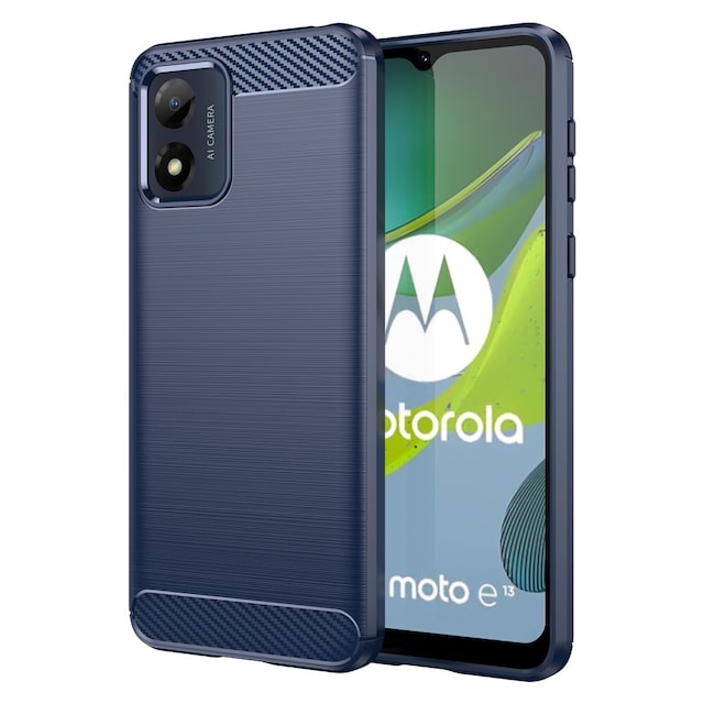 SKALO Motorola Moto E13 4G Armor Carbon Stødsikker TPU-cover - Blå