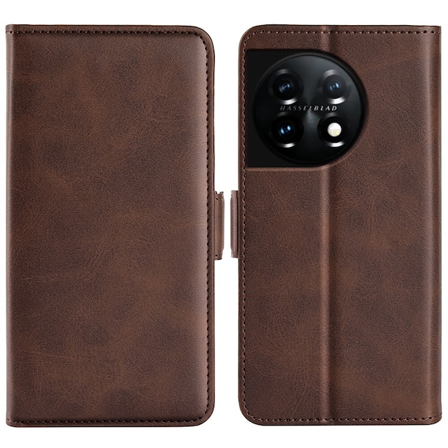 SKALO OnePlus 11 5G Premium Wallet Flip Cover - Brun