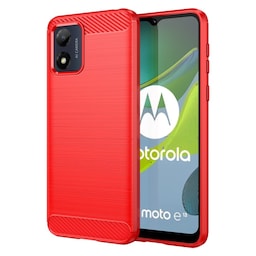 SKALO Motorola Moto E13 4G Armor Carbon Stødsikker TPU-cover - Rød