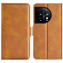 SKALO OnePlus 11 5G Premium Wallet Flip Cover - Lys brun