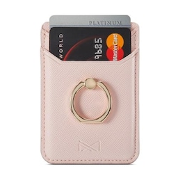 MUXMA Kortholder Ringstativ RFID-blokerende klæbende kreditkortslot - lyserød
