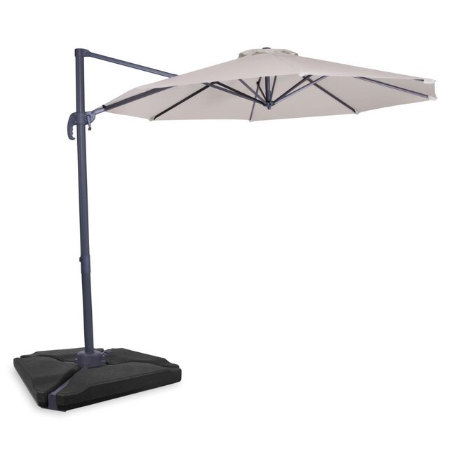 VONROC Premium parasol Bardolino Ø300cm - Kombisæt inkl. fyldbare premium parasolfliser - 360 ° drejelig - Vippefunktion - Beige - Inkl. beskyttelsesovertræk