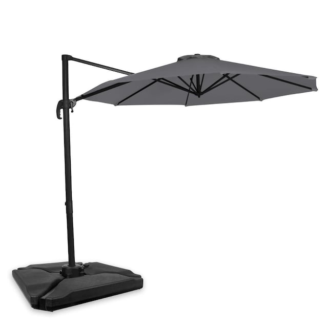 VONROC Premium parasol Bardolino Ø300cm - Kombisæt inkl. fyldbare premium parasolfliser - 360 ° drejelig - Vippefunktion - Grå - Inkl. beskyttelsesovertræk