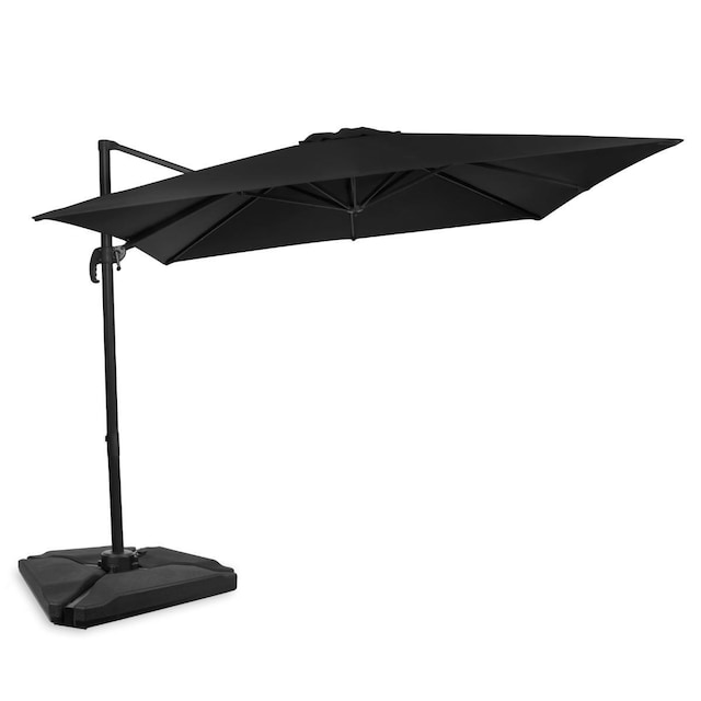 VONROC Premium parasol Pisogne 300x300cm - Kombisæt inkl. parasolfliser - 360 ° Roterbar - Antracit/Sort - Inkl. beskyttelsesovertræk