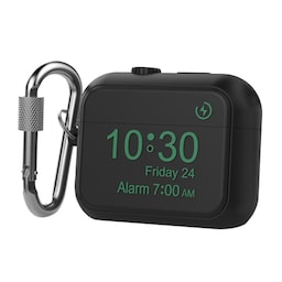 SKALO AirPods Pro 2 Digital Clock Cover m. karabinhage - Sort